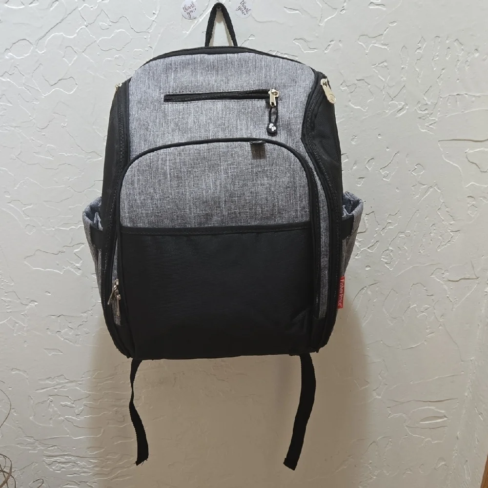 Fisher Price Diaper Bag Backpack with Changing Pad and Stroller Straps
